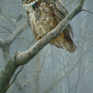 Robert Bateman-winter mist great horned owl